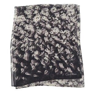 Calvin Klein Sheer Black White Sheer Rectangle Scarf Wrap 12in x 58in Fashion